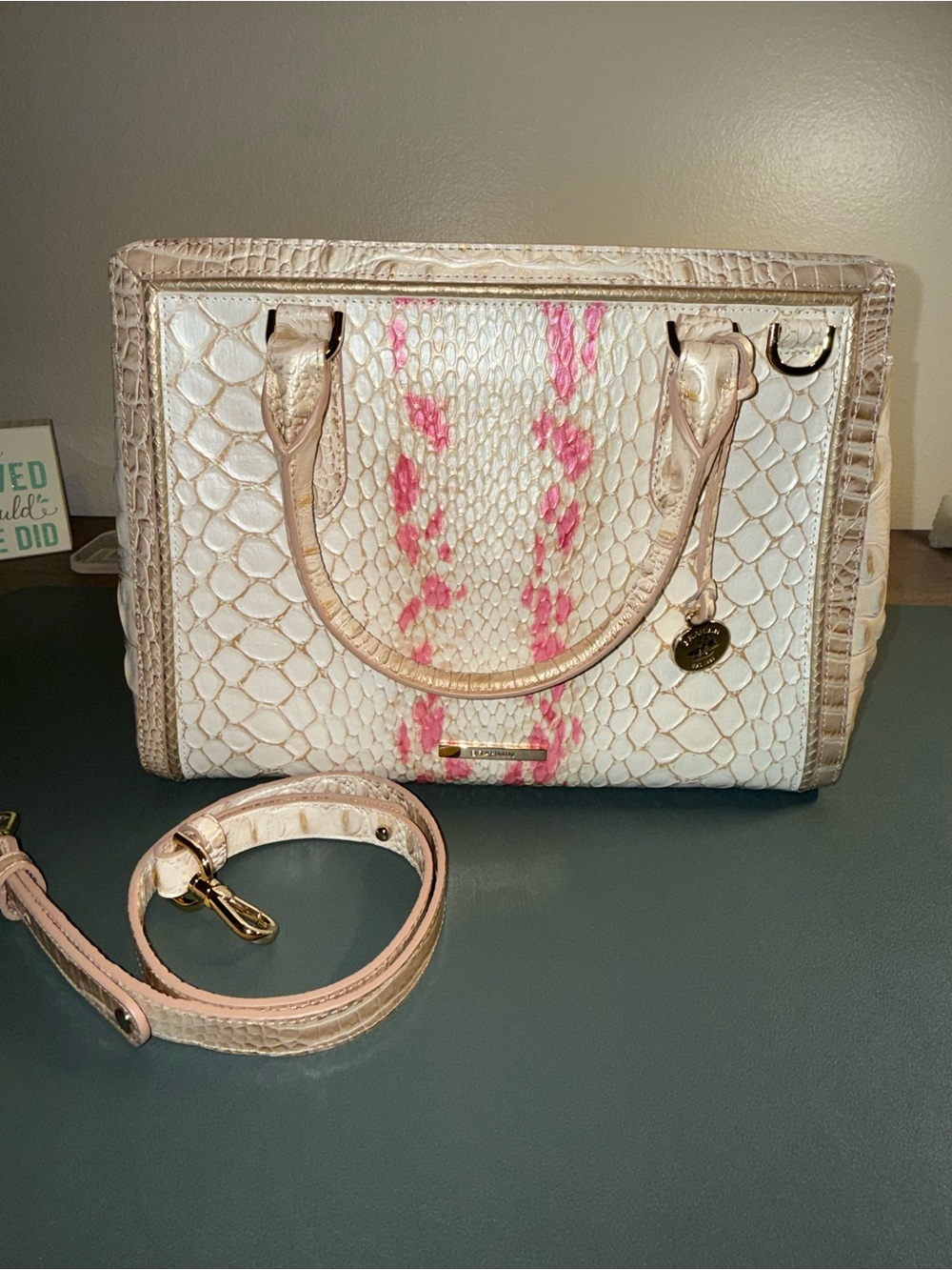 Brahmin Small Finley Apricot Rose w NWT Ady Wallet - Picture 2 of 10